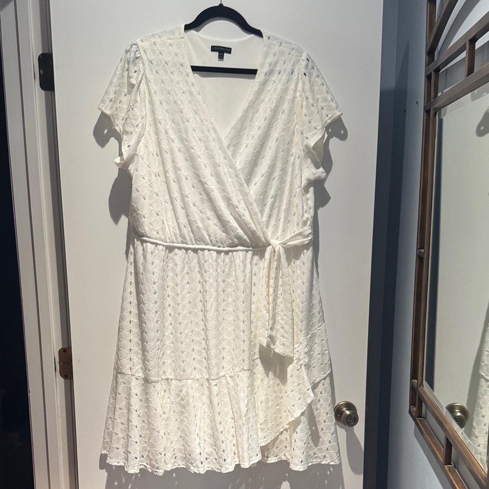Lane Bryant Cream Wrap Midi Dress